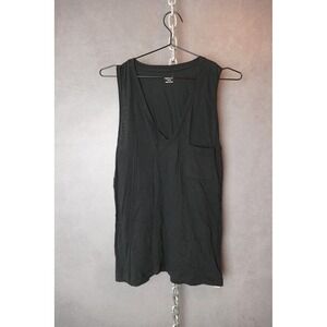 Madewell Women's Black V-Neck Sleeveless Tank‎ Top with Pocket - Size M